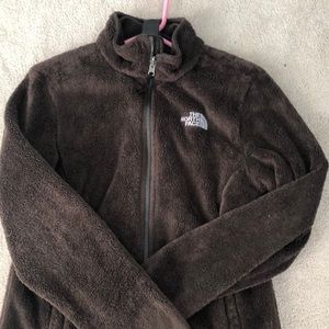 North Face brown furry zip up
